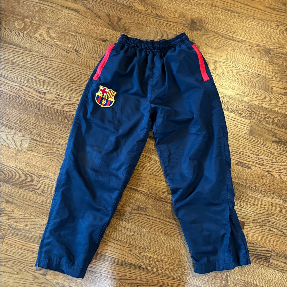 FCB Kids Navy Blue Track Pants with Red Accents Youth Medium